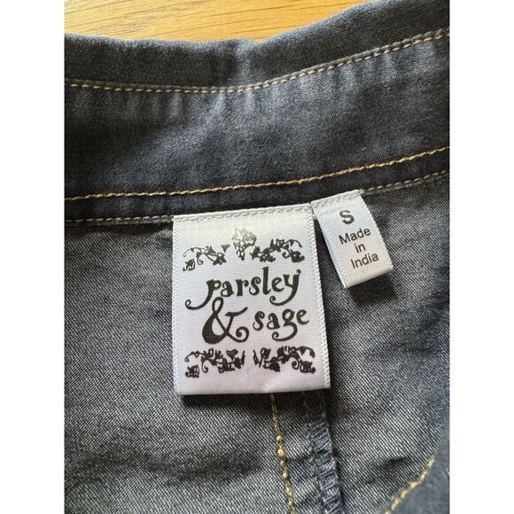 Parsley & Sage Women Jean Style ‎ Button Up Embroidered Long Sleeve Shirt Size S - Picture 3 of 13